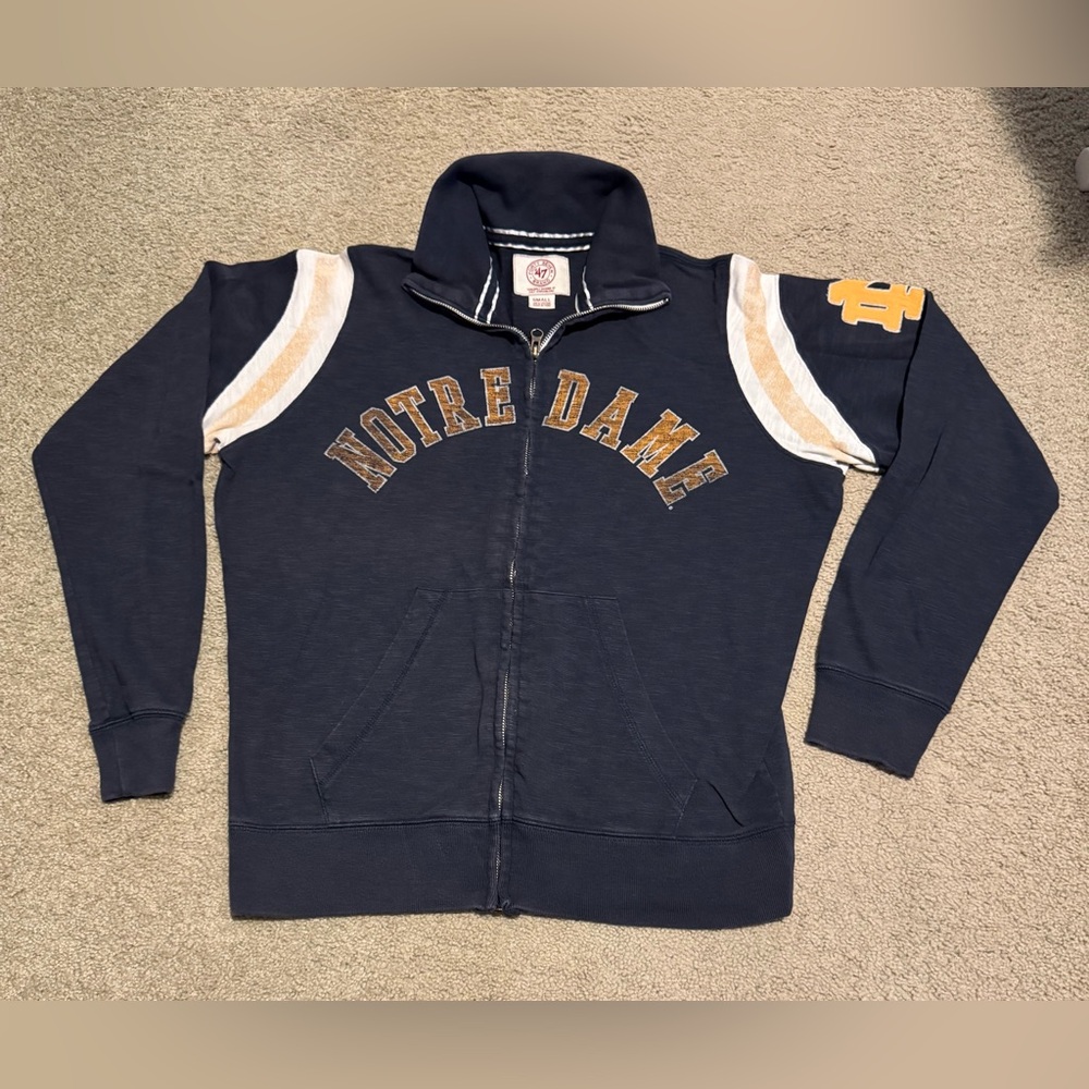 Women’s 47 Brand Notre Dame full zip sweatshirt Navy SZ SM